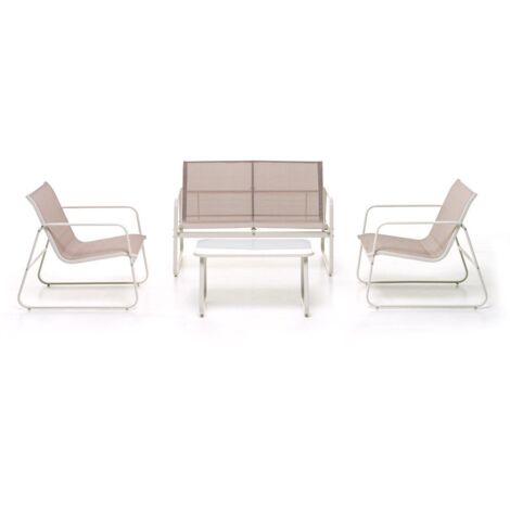 Salottino set sofa mod. Jask bianco 4 posti in metallo art. M0758-08