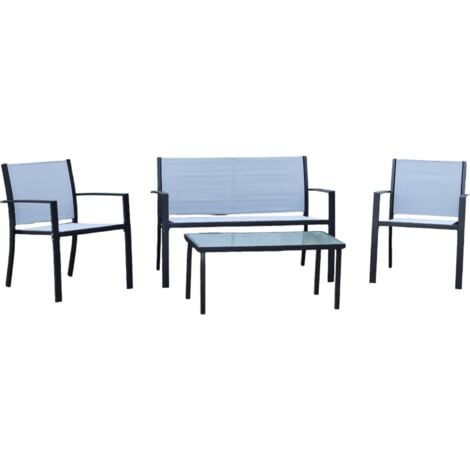 COMPRALO NEW Salotto 2 Posti con 2 Poltrone e 1 Tavolino Giardino Grigio