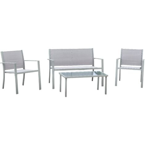 COMPRALO NEW Salotto 2 Posti con 2 Poltrone e 1 Tavolino Giardino Tortora