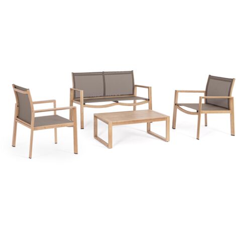 Salotto con poltrone e tavolino "Kallen" struttura in alluminio per veranda e giardino -Bianco