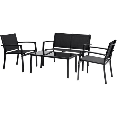 Salotto da giardino basso "Lino" - 4 posti - Nero