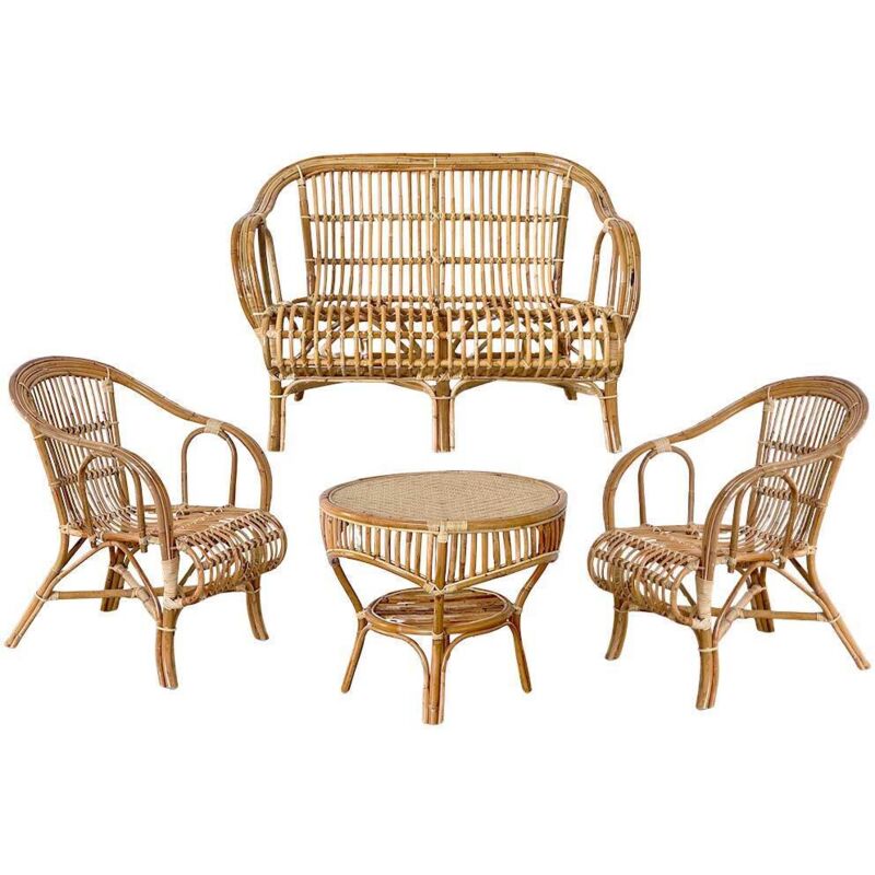 Salotto da giardino Giada 3 più 1 in bambu e