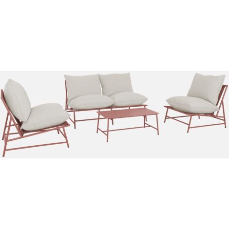 Salotto da giardino in acciaio e textilene a 4 posti