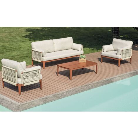 Salotto da Giardino in Alluminio e Corda 5 Posti Arredo Luxury Casa, Hotel, Colore Rosso