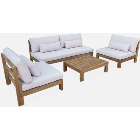 Salotto da giardino in legno, 5 posti