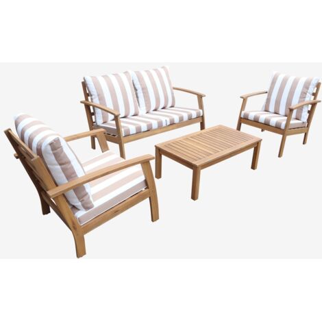 VidaXL Set Giardino 10 Pezzi In Legno Di Acacia E Corda – Divani Modulari Con Cuscini Crema - 3