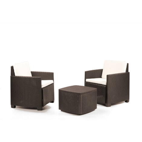 SALOTTO da giardino in RESINA MARRONE SET 3 pz mod. Lesina