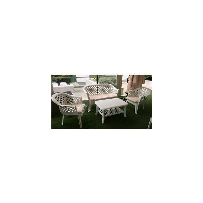 Salotto set da giardino in resina bianco veranda 4 pezzi made in italy