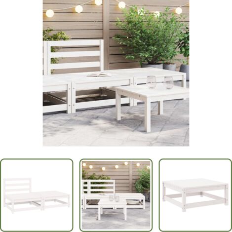 Salotto da giardino -  Set Divani da Giardino 2 pz Bianchi in Legno Massello di Pino