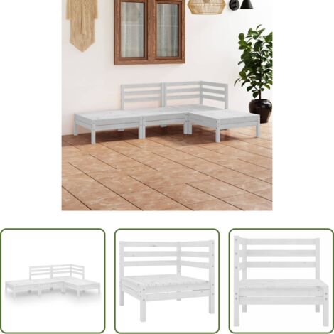Salotto da giardino -  Set Divani da Giardino 4 pz Bianco in Legno Massello di Pino