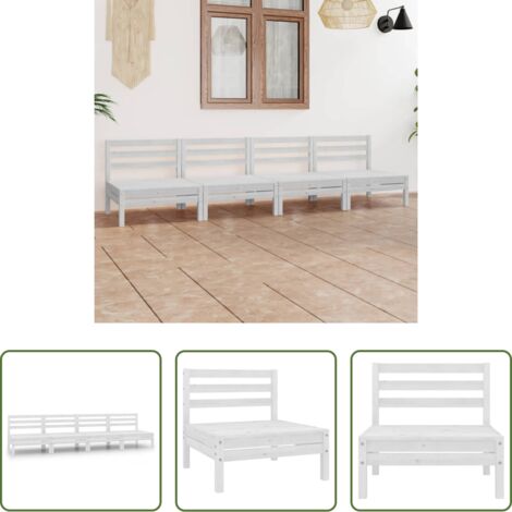 Salotto da giardino -  Set Divani da Giardino 4 pz Bianco in Legno Massello di Pino