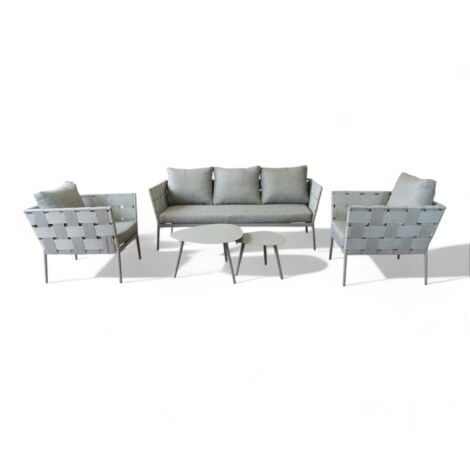 salotto da giardino tortora in alluminio con cuscini 3 posti struttura robusta design moderno comodo elegante arredo esterno