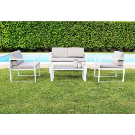 SALOTTO FORMENTERA STRUTTURA BIANCA CON CUSCINI D120X66X6 P65X66X63 T92X51,5X35