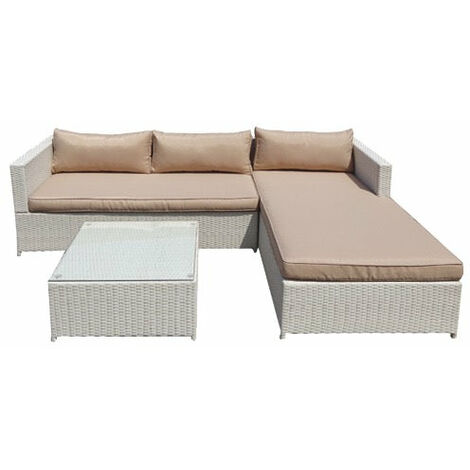 Salotto in rattan divano ad angolo con penisola e tavolo Morning relax