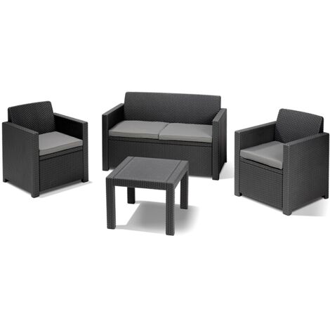 SALOTTO IN RESINA ANTIURTO EFFETTO POLYRATTAN MARRONE ALABAMA