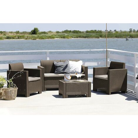 CASARIA Salotto da Giardino XL Polyrattan Divano Esterno Mobili Outdoor  Lounge Salottino Angolare Ripiano Extra Nero/