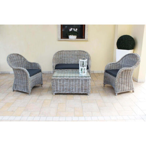 Salotto per esterno in wicker completo con cuscini MILWAY