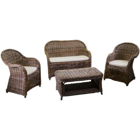 Salotto rattan roymer grigio c/cuscini 4 pezzi