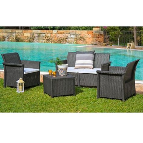 SALOTTO RESINA 2 POSTI BIANCO """DOLCEFARNIENTE""" SET 4PZ