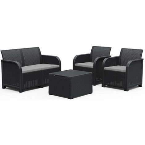 SALOTTO RESINA 2 POSTI GRAFITE KETER ROSALIE SET 4PZ C/CUSCINO.