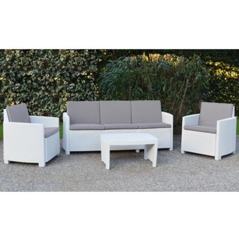 SALOTTO RESINA BIANCO """VARANO-STROMBOLI""" SET 4PZ