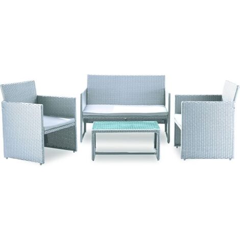 Salotto da giardino in plastica modulare bianco 4 sedure 1 tavolo MLKWB01 Salotto da giardino in plastica modulare bianco 4 sedure 1 tavolo MLKWB01