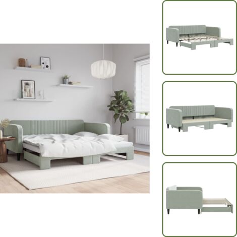 Salotto - vidaXL Divano Letto con Letto Estraibile Grigio Chiaro 100x200 Velluto - Camera da letto