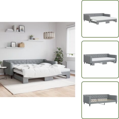 Salotto - vidaXL Divano Letto Estraibile Materassi Grigio Chiaro 100x200 Tessuto - Camera da letto