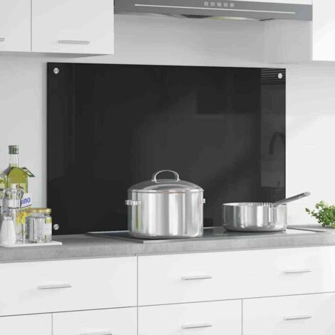 Salpicadero de cocina Negro 100 x 60 cm vidrio templado