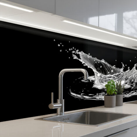 SALPICADEROS DE COCINA Agua - Salpicaduras - Agua - Negro 150x60
