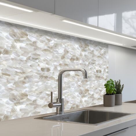 SALPICADEROS DE COCINA Blanco - Pinceladas - Efecto relieve 80x60