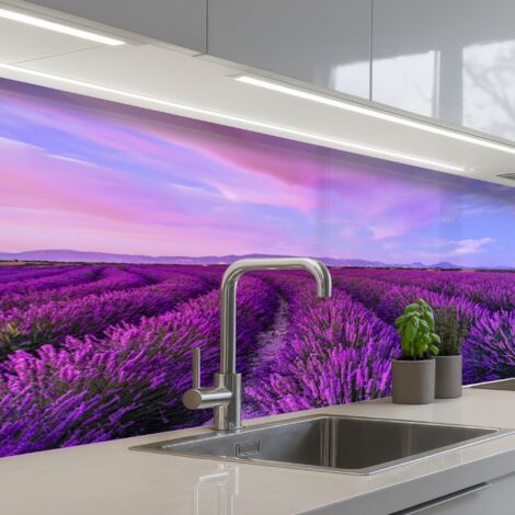 SALPICADEROS DE COCINA Lavanda - Violeta - Flores - Naturaleza 150x60