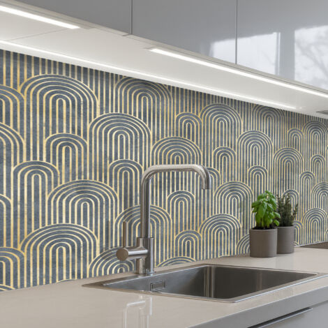 SALPICADEROS DE COCINA Lazo - Oro - Azul 150x60
