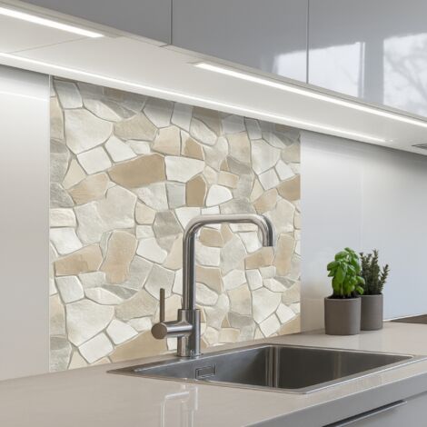 SALPICADEROS DE COCINA Mosaico - Piedras - Beige 80x80