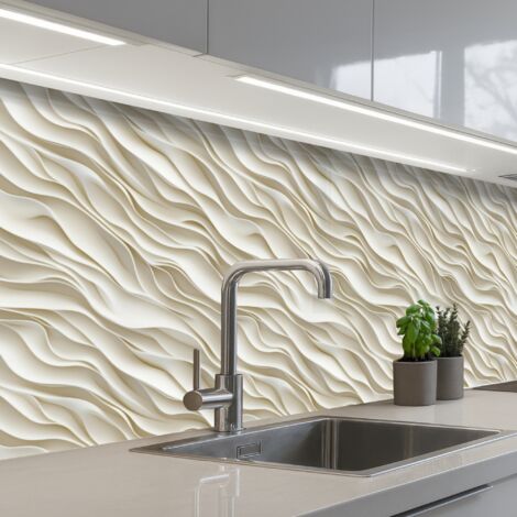 SALPICADEROS DE COCINA Olas - Blanco - Minimalista 200x60