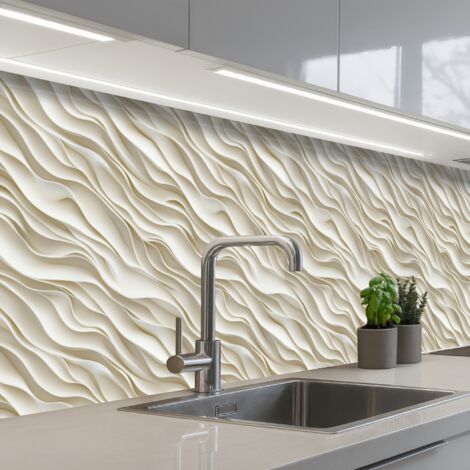 SALPICADEROS DE COCINA Olas - Blanco - Minimalista 250x60