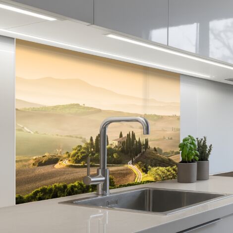 SALPICADEROS DE COCINA Paisaje - Toscana - Luz matinal 100x80