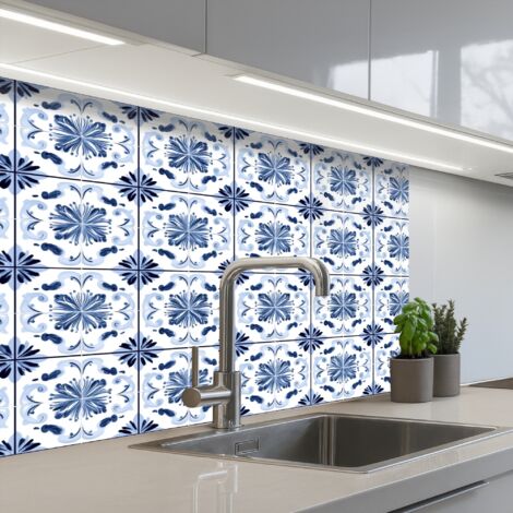 SALPICADEROS DE COCINA Patrón - Azulejos - Azul 80x60