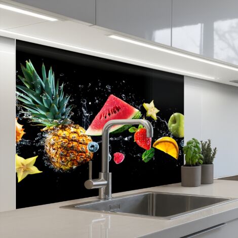 SALPICADEROS DE COCINA Splash - Fruta - Negro 100x80
