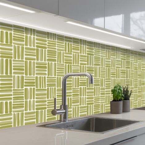 SALPICADEROS DE COCINA Trenza - Patrón - Verde 200x60