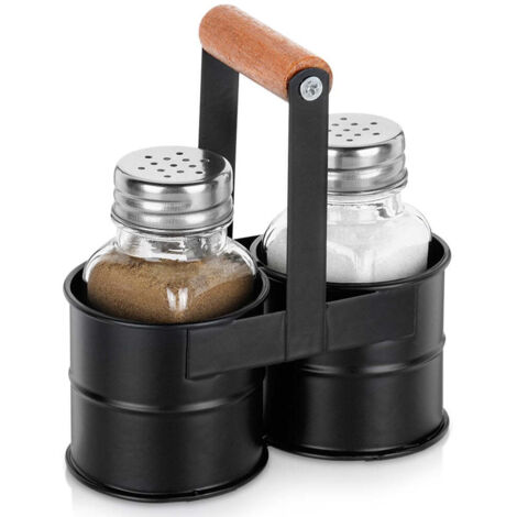 Salt and pepper shakers with stand 3 pieces