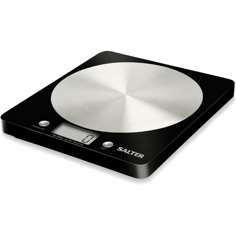 Image of 1036 bkssdr - Bilancia elettronica a disco, vista in tv, design elegante e sottile, piattaforma in acciaio inox filato, aggiungi e pesa, liquidi e