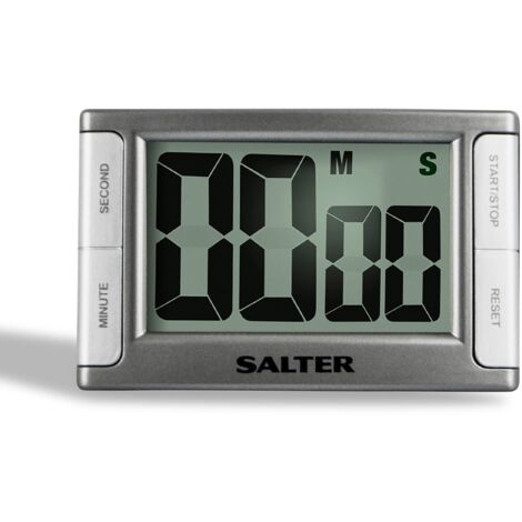 Salter 396 SVXR Contour Timer elettronico da cucina, timer programmabile digitale, timer professionale, Display di facile lettura, Indipendente o magnetico, Conto alla rovescia, Pulsante Start Stop