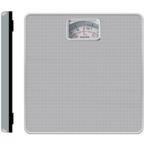 Salter 433 SVDR - Bilancia pesapersone meccanica da bagno, tappetino antiscivolo, quadrante girevole di facile lettura, spaziosa, ampia superficie piedi, capacità max 120 kg, no batterie, argento