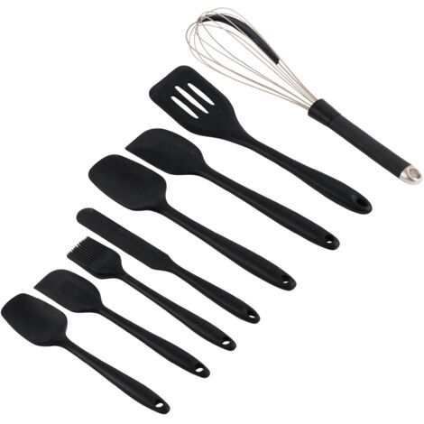 Salter BW12838EU7 Bakes Set di utensili in silicone - Kit di utensili per cottura, orientatore, cucchiai, spatole, raschietto, spazzola per pasticceria, frusta, antimacchia, pulizia semplice, nero