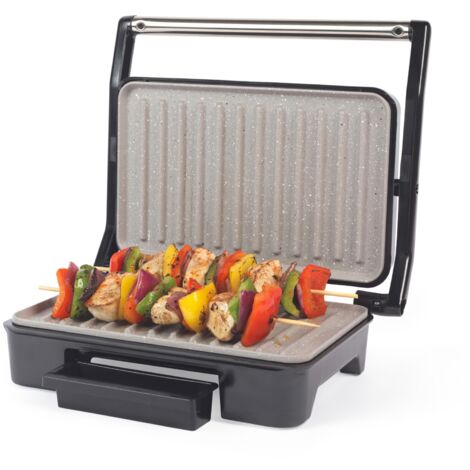 Salter Marblestone Health Grill – Macchina per Panini Antiaderente, Senza Olio Necessario, Cerniera Galleggiante per Alimenti, Controllo Automatico della Temperatura, Vassoio Raccogligocce Removibile