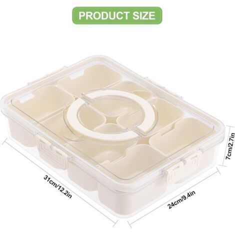 Salty snack bowl with lid - Snack plate with dividers - Plastic dividers - Storage box - Candy storage box - Vegetable and cookie organizer - Nuts and fruit (large size)