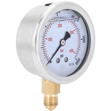 Saluaqui [ de Pression Remplie d'huile de Précision Manomètre] Robuste 1 / 4BSP Parine de Pression Radiale pour les Machines - Couvercle de Cadran Transparent avec Large Plage 0-400bar, 0-6000psi