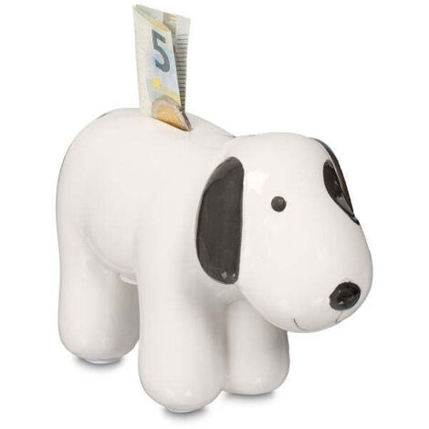 Salvadanaio a forma di cane in ceramica