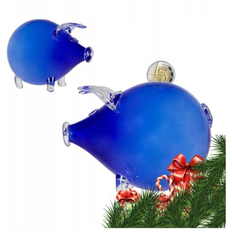 SALVADANAIO BLU, grande in vetro, come regalo per un BAMBINO per Natale